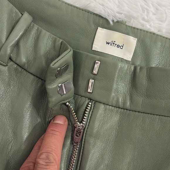 ARITZIA Wilfred Cabaret Vegan Leather Pant Sage High Waisted Flare - Picture 4 of 7